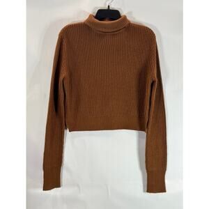 UK 2 LA Women's Brown Ribbed Knit Turtleneck Pullover Sweater SZ M